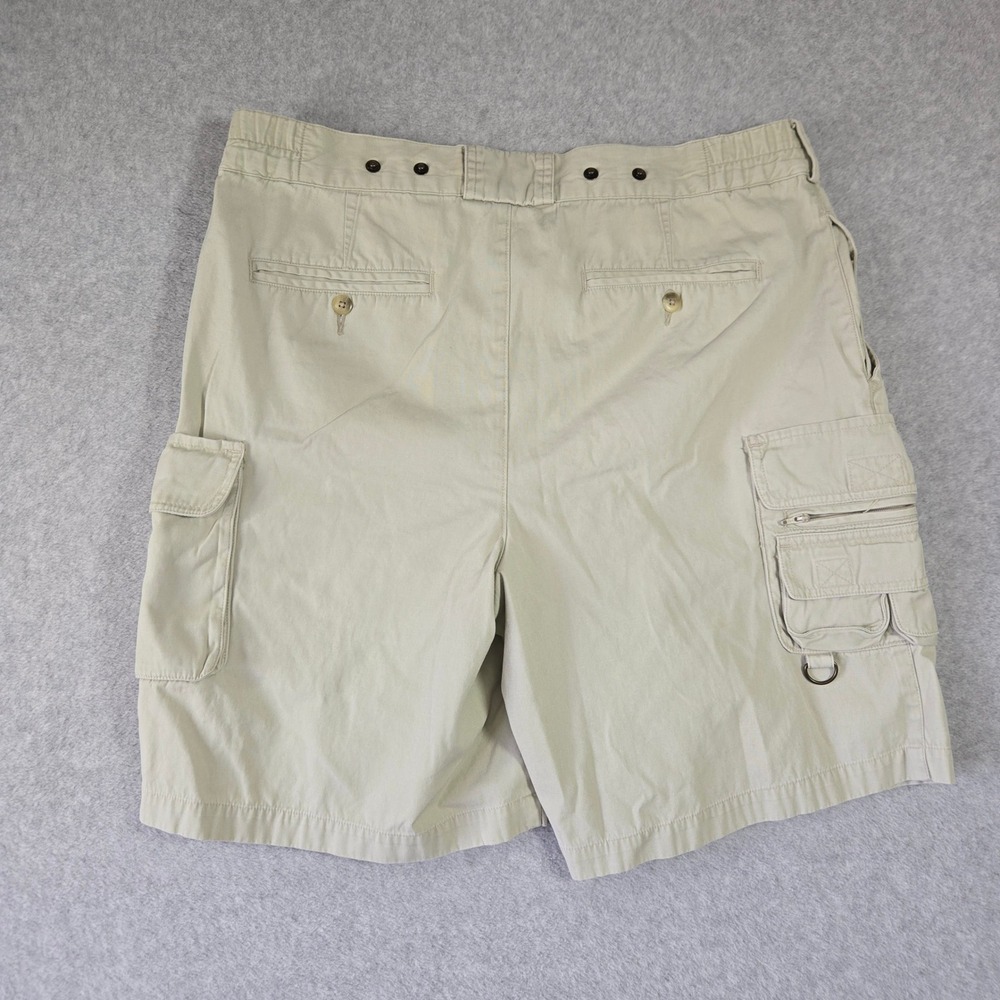 Orvis Mens Tan Khaki Pleated Cargo Shorts Cotton safari Utility Size 34